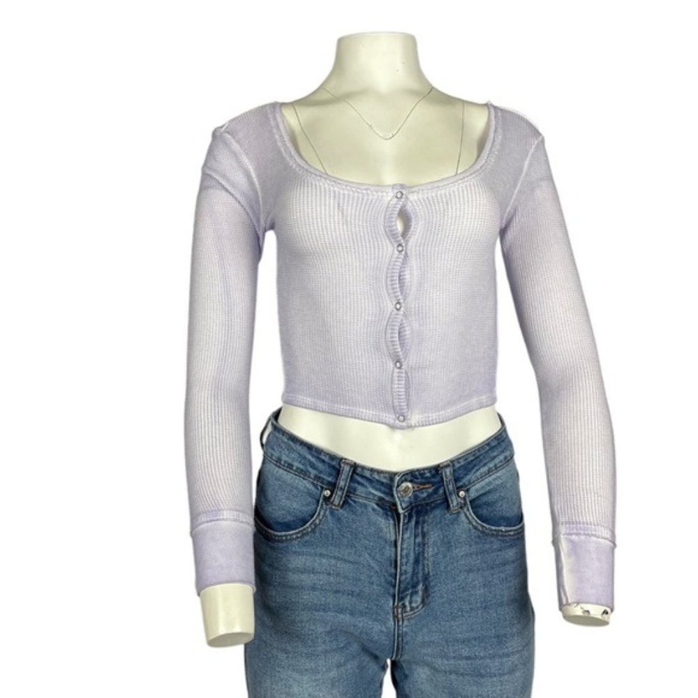 Splendid Waffle Knit Crop Top Lavender Size XS